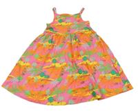 Neonově růžové bavlněné šaty s palmami Primar