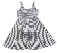 Bílo-tmavomodré pruhované šaty 