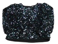 Černá sametová flitrová mikina Tu