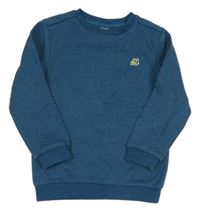 Petrolejová melírovaná mikina s bagrem Tu