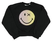 Černá crop mikina se smajlíky H&M