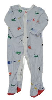 Světlemodro-bílý pruhovaný overal se zvířátky Joules