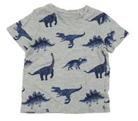 Šedé melírované tričko s dinosaury C&A