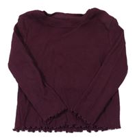 Vínové žebrované triko s kroucenými lemy Primark