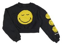 Antracitová crop mikina se smajlíky H&M