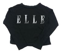 Černé crop triko s logem ELLE