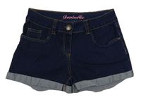 Tmavomodré teplákové riflové kraťasy Denim Co. 