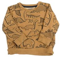 Hnědá mikina s dinosaury Next