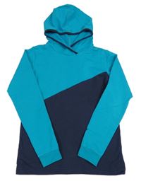 Modrozeleno-tmavomodrá mikina s kapucí Lamino 