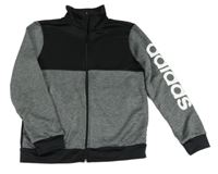 Šedo-černá melírovaná propínací sportovní mikina Adidas