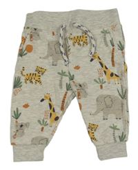 Světlešedé melírované tepláky se zvířátky a palmami PRIMARK