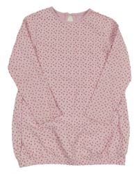 Světlerůžová tepláková šatová tunika se srdíčky Vertbaudet