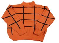 Tmavooranžovo-černý kostkovaný svetr SHEIN