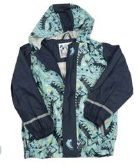 Světlemodro-tmavomodrá nepromokavá bunda s botami a kapucí lupilu