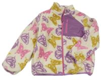 Smetanovo-fialová huňatá podšitá bunda s motýlky H&M