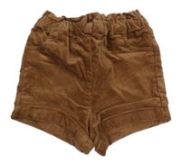 Hnědé paper bag sametovo/manšestrové kraťasy s mašlí C&A