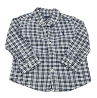 Tmavomodro-bílo-modrá kostkovaná košile s výšivkou Next