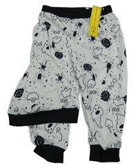 Nové - 2Set - bílo-černé tepláky s duchy + čepice SHEIN