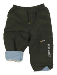 Tmavošedé šusťákové zateplené kalhoty s nápisem C&A