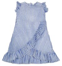 Modro-bílé pruhované šaty s volánky SHEIN