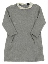 Šedé melírované prošívané teplákové šaty s límečkem GAP