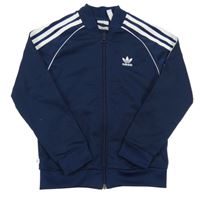 Tmavomodro-bílá propínací sportovní mikina Adidas