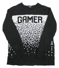 Černo-bílá mikina s nápisem H&M
