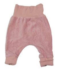 Růžové žebrované sametové turecké tepláky Mothercare