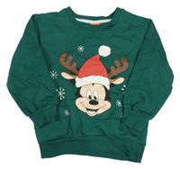 Smaragdová mikina s Mickey s vánočním motivem Disney