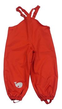 Červené šusťákové laclové kalhoty s velrybou Tchibo 
