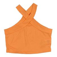 Oranžový žebrovaný crop top Shein