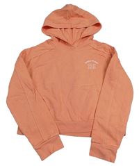 Broskvová crop mikina s nápisem a kapucí River Island