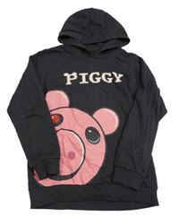 Antracitová mikina s Piggym a kapucí