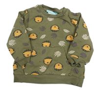 Khaki mikina s lvy a listy zn. Pekkle