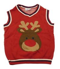 Červená svetrová vesta se sobem