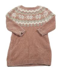 Starorůžové žinylkové svetrové šaty se vzorem Primark