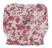 Bílo-vínové batikované triko se srdíčky