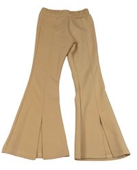 Světlehnědé teplákové flare kalhoty