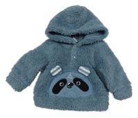 Modrošedá chlupatá mikina s pandou a kapucí Shein