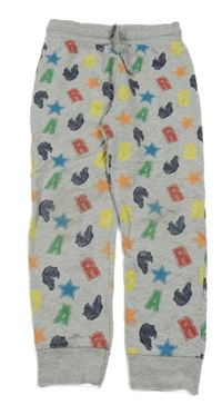 Šedé melírované tepláky s písmeny a dinosaury Studio