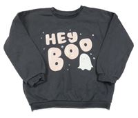 Tmavošedá mikina s nápisem a duchem George