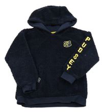 Tmavomodrá chlupatá podšitá mikina s Pudseym a kapucí George