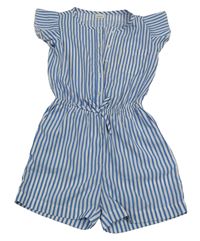 Modro-bílý pruhovaný lehký kraťasový overal Name it
