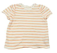 Bílo-meruňkové pruhované tričko H&M