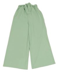 Světlezelené žebrované culottes kalhoty s páskem Page one young