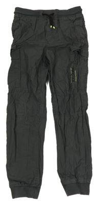 Tmavošedé plátěné cargo cuff kalhoty s úpletovým pasem H&M