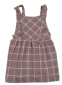Růžovo-černé kostkované šaty s volánky Primark