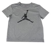 Šedé melírované sportovní funkční tričko s logem Air Jordan