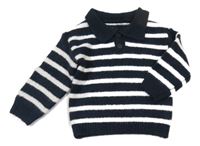 Tmavomodro-bílý pruhovaný polo svetr Matalan