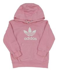 Růžová mikina s logem a kapucí Adidas